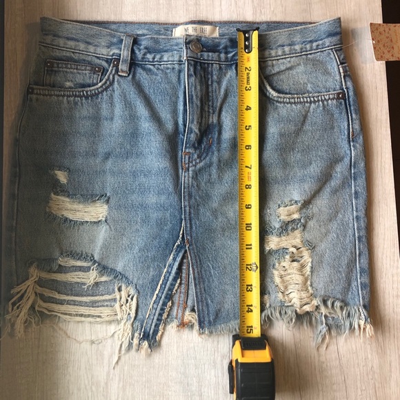 SOLD Free People Mini Distressed Jean Skirt - Picture 3 of 6